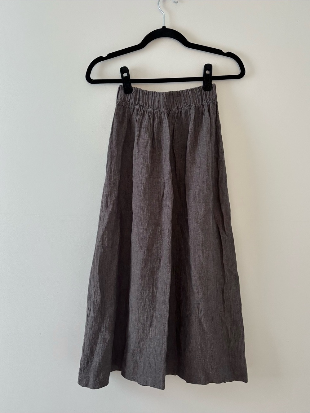 Elizabeth Suzann Bel Skirt in Lightweight Linen Midi Pull-On Casual Grey
